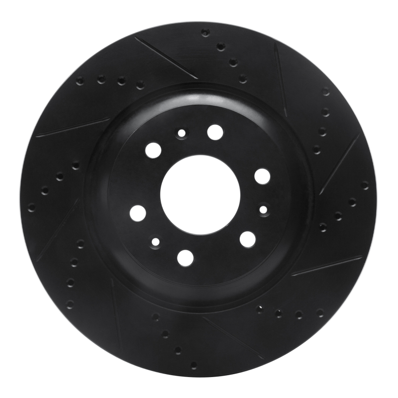 Cadillac SRX Brake Rotor (1) - Front Right - R1 Concepts - Drilled & Slotted - Black - `04-`09